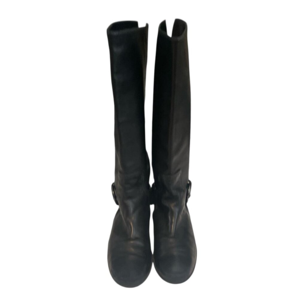 Vintage Tod’s Black Leather Winter Boots Knee High Italy Box M Buck Women sz 9 - Picture 3 of 10